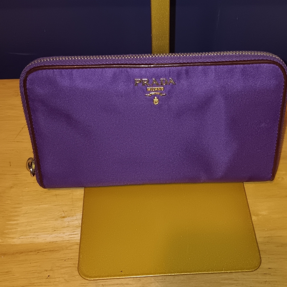 Prada Purple Nylon Zippy Wallet
